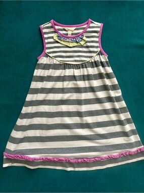 Matilda Jane Size 6 Striped Grey & White Sleeveless Dress